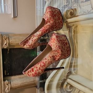 Red and Gold Liliana 8 1/2 stiletos